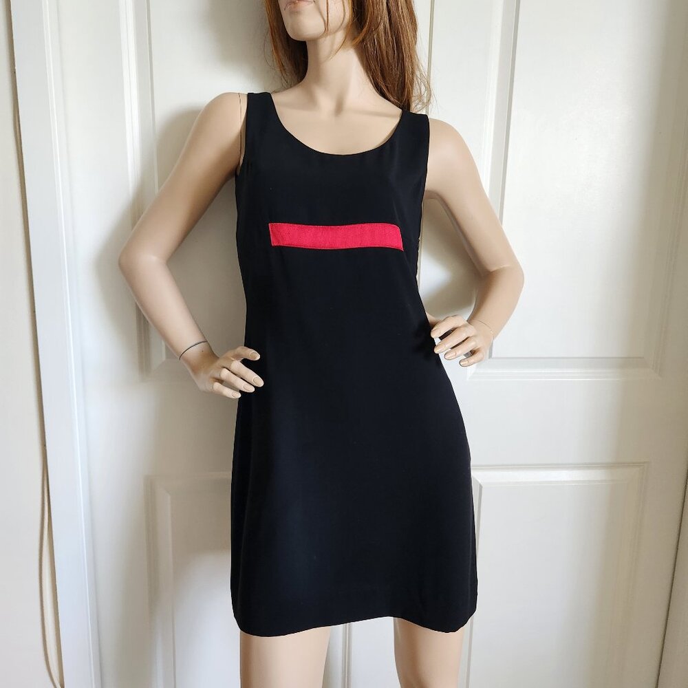 InWear Dress LBD Classic Black Sheath Dress with Red Accent Size 4 US